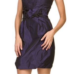 Max & Cleo Scallop Bubble Mini Cocktail Dress Pleated 4 Purple Taffeta Velvet